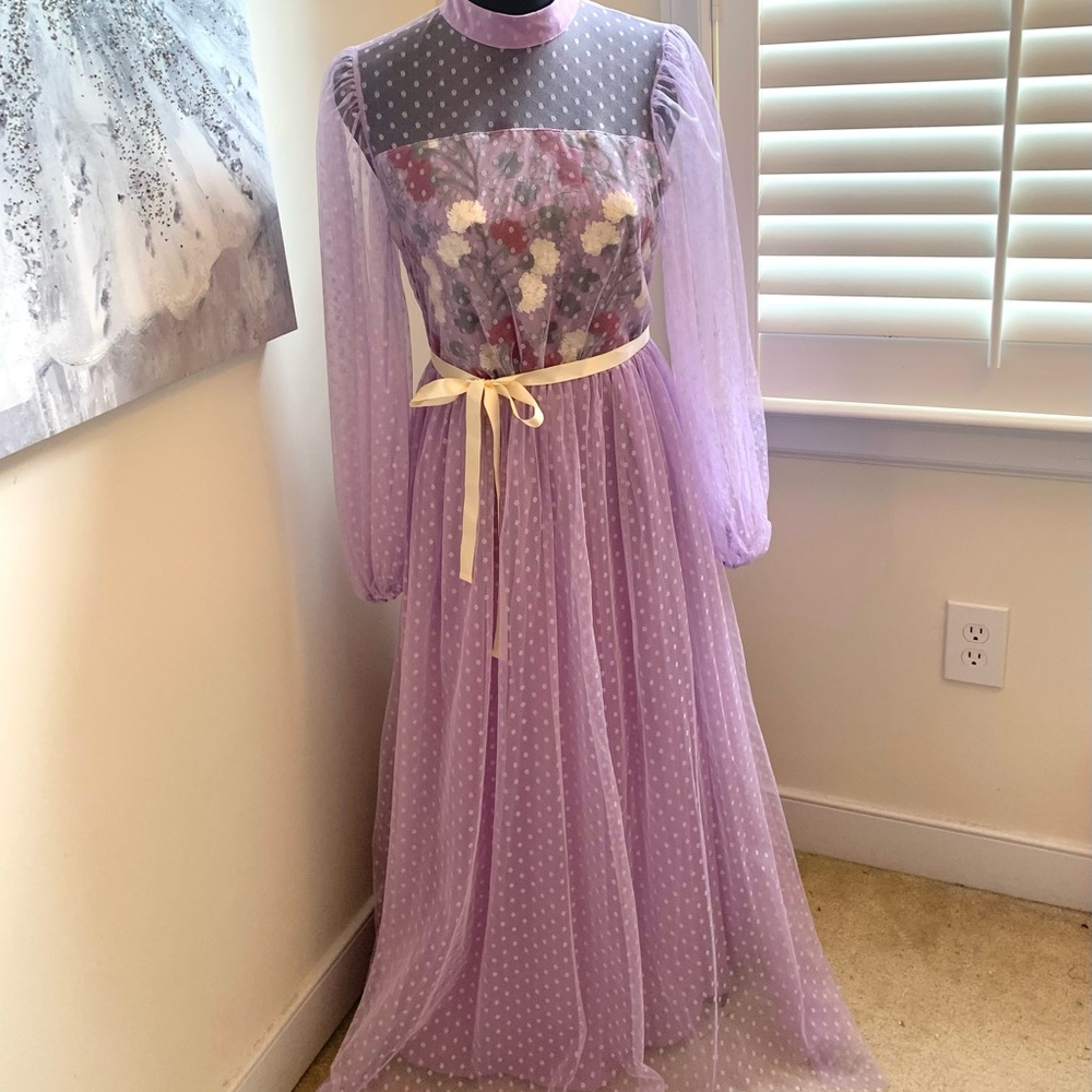 Embroidered Mesh Maxi Dress